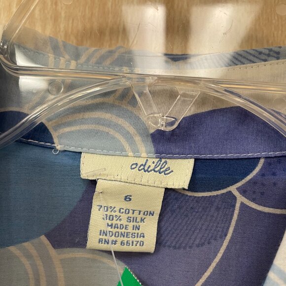 Odille Blue Print Blouse Size 6 - Picture 4 of 4